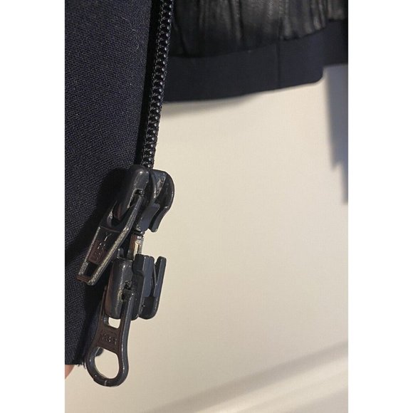 I.E. Women's Navy Jacket Blazer Y2K Classic Full Zip Pockets Vintage Lined sz 12 - Picture 6 of 7